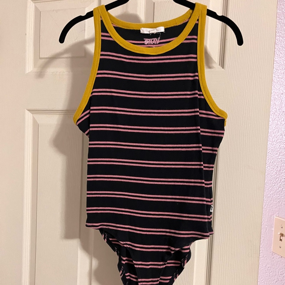 Vans Black and Pink Striped Top